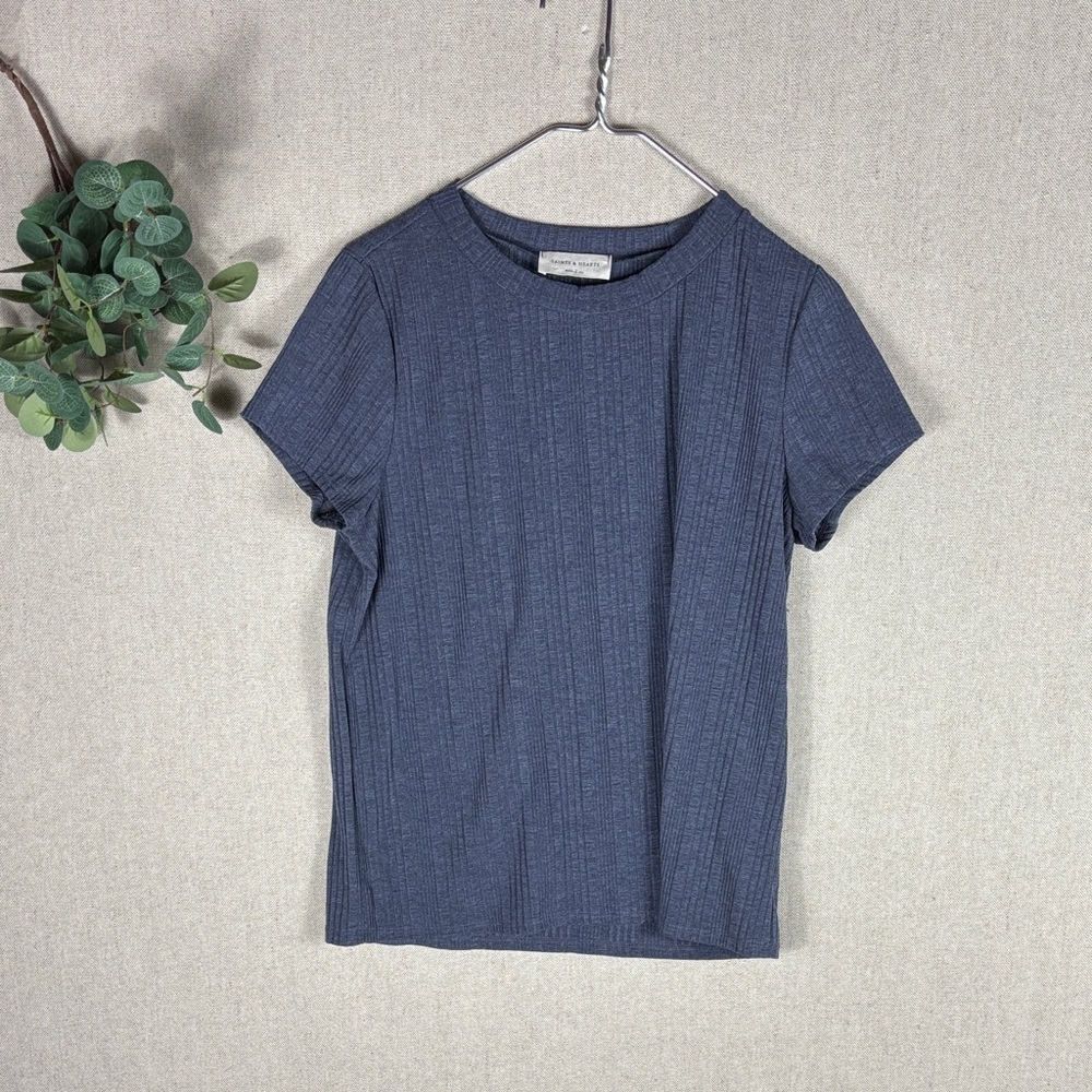 Saints & Hearts > Blue Short Sleeve Crew Neck Shirt Medium